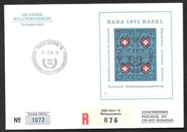 Sonderbrief W45 S. 829 100 Jahre Weltpostver. Bern 11.2.1974