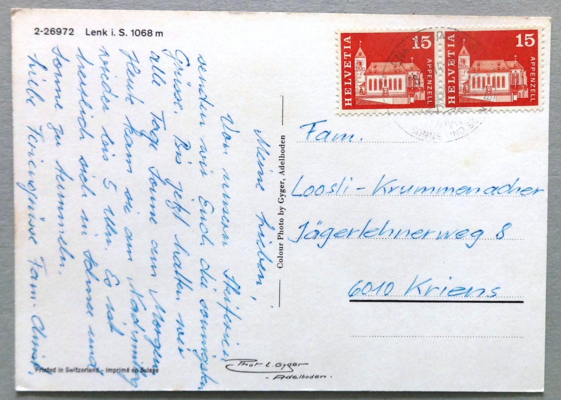 Cartoline postali: Lenk i. S. 1068 m – Usato da Fétigny venduto da Billy2miny 1