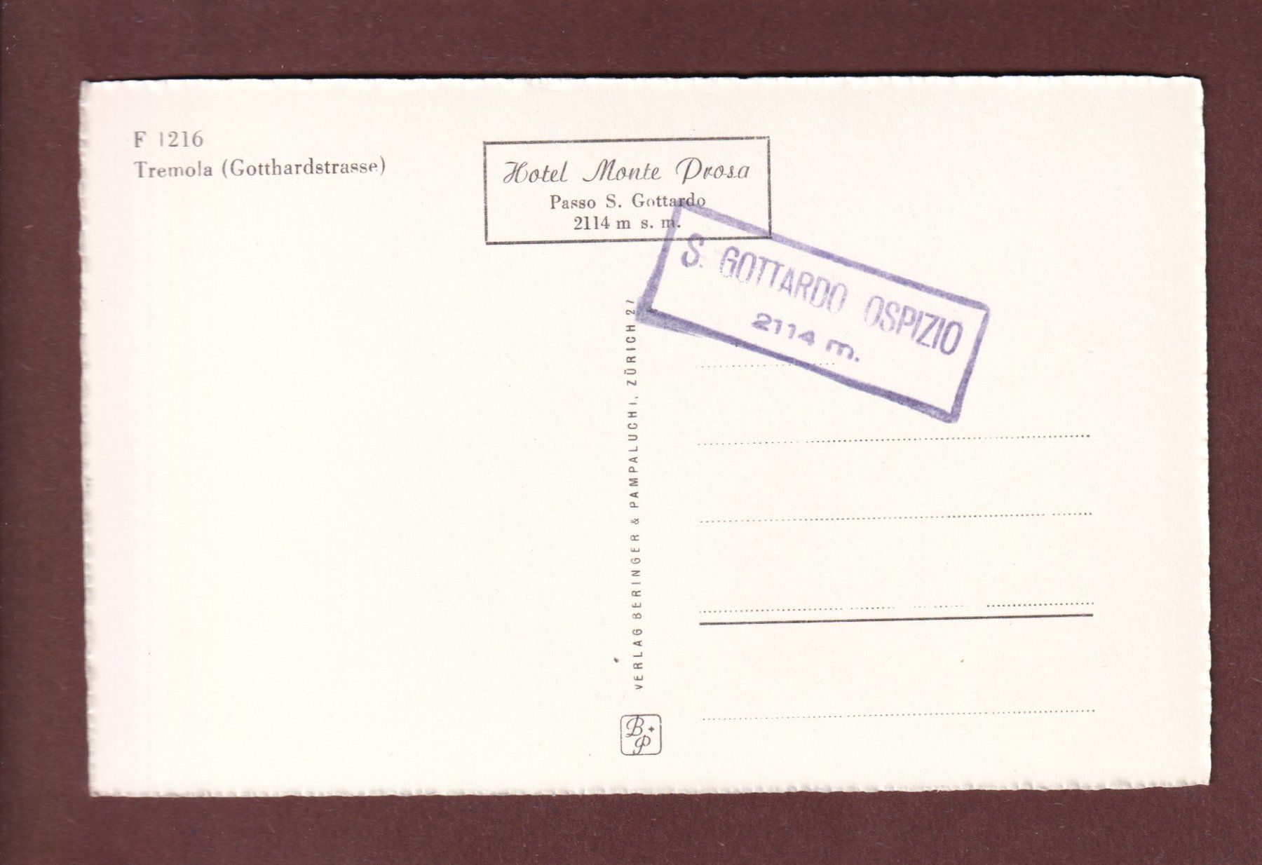 Cartoline postali: Gotthardstrasse - VAL TREMOLA – Usato da Pully venduto da nicecards-shop 1