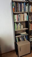 Bücherregal mit Kasten Esche/Schwarz 24×41×205 cm