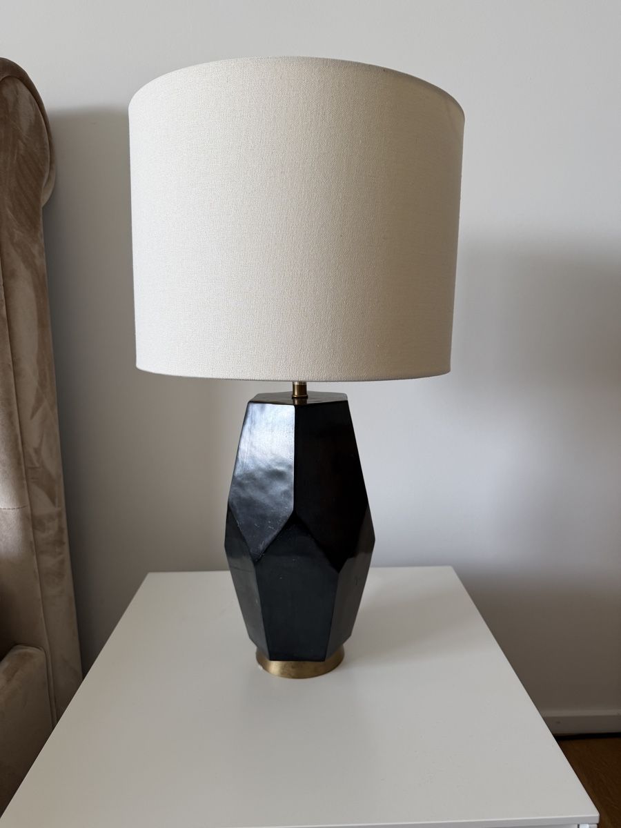 Lampen: Stylish bedside table lamp - Black & Gold - Fabric shade – Gebraucht aus Schwyz von adbaar