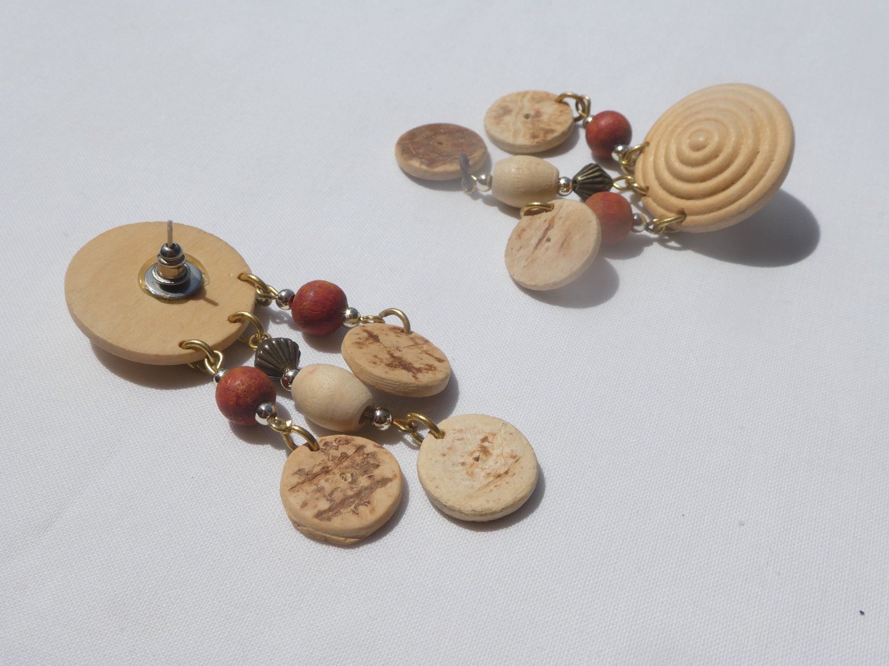 Orecchini pendenti & Orecchini a lobo: Grosse Vintage Ohrstecker, Holz, Modeschmuck – Usato da Gattikon venduto da kaandooh 2