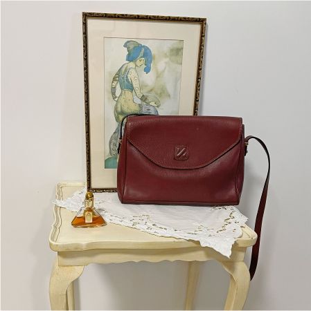 Tasche Umhängetasche Leder NANNINI Italy bordeaux VINTAGE