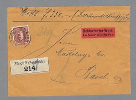 88A, WERTBRIEF (VORDERS.) ST. HELVETIA Z/88A RET.! 0 ZÜRICH