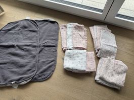 11 Baby Musselintücher + 2 Wickelauflagen Hauk