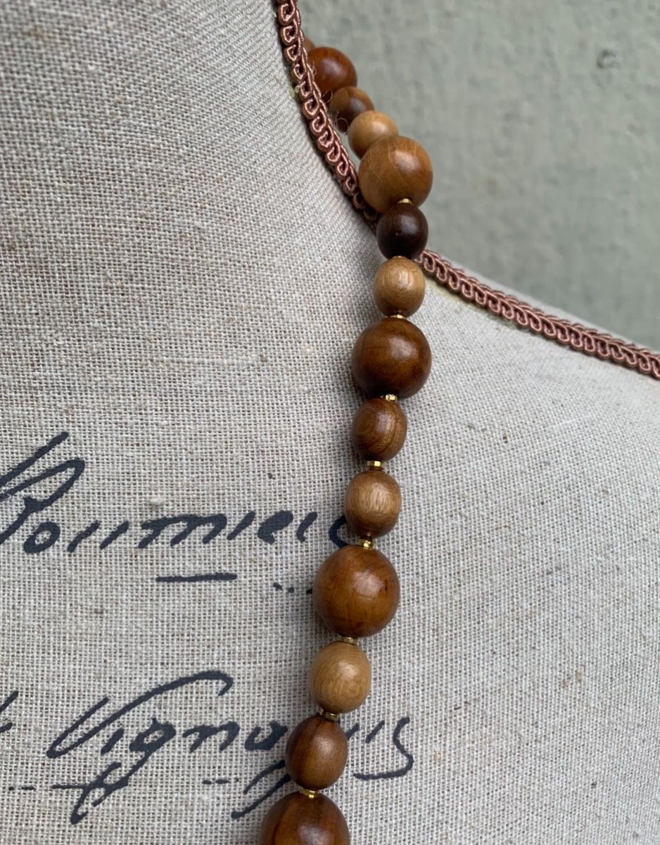 Ketten: Superbe collier en PERLES DE BOIS boules dorées intercalées – Neu (gemäss Beschreibung) aus Martigny von only__you 7