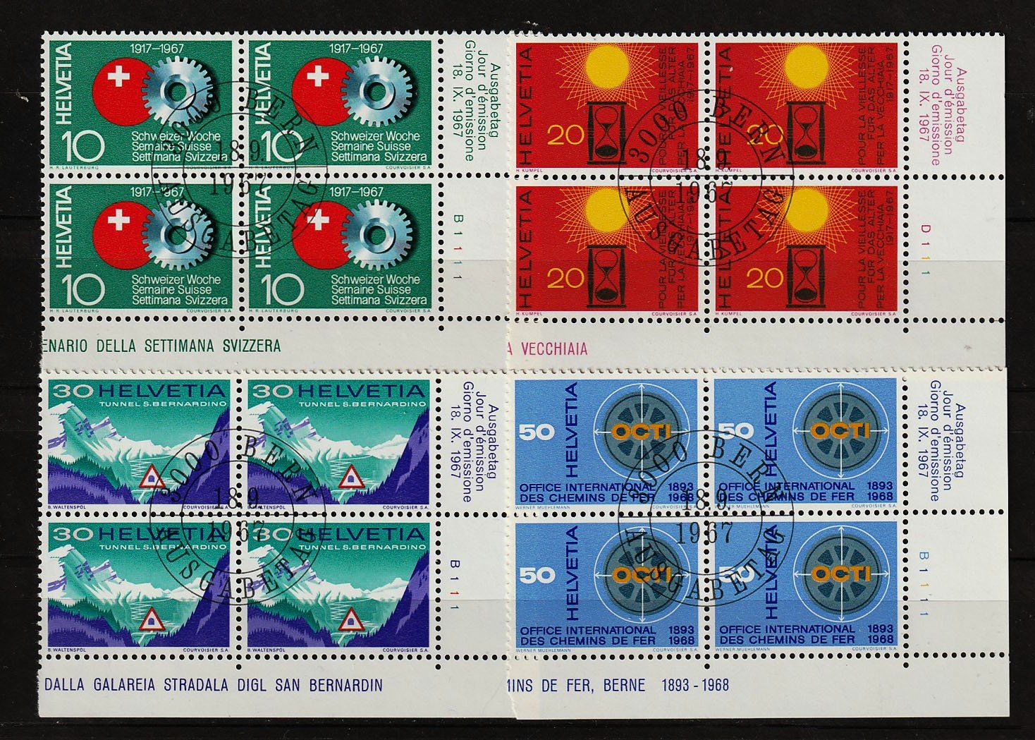 Tutti i francobolli: 1967 4er-Block Serie ETS – Usato da Arlesheim venduto da gaugi43