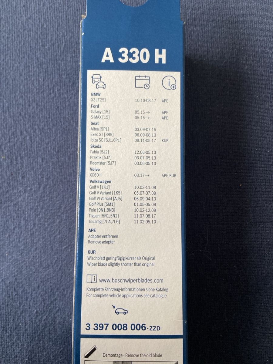 Bosch Tutti pezzi di ricambio auto: Heckscheibenwischerblatt Bosch A 330 H – Nuovo e nell'imballaggio originale da Cham venduto da jon_j2t7 1
