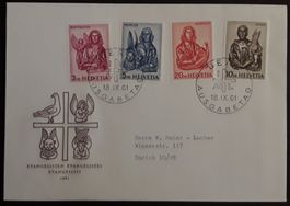 1961: FDC Evangelisten Nr.381-384 ungelaufen