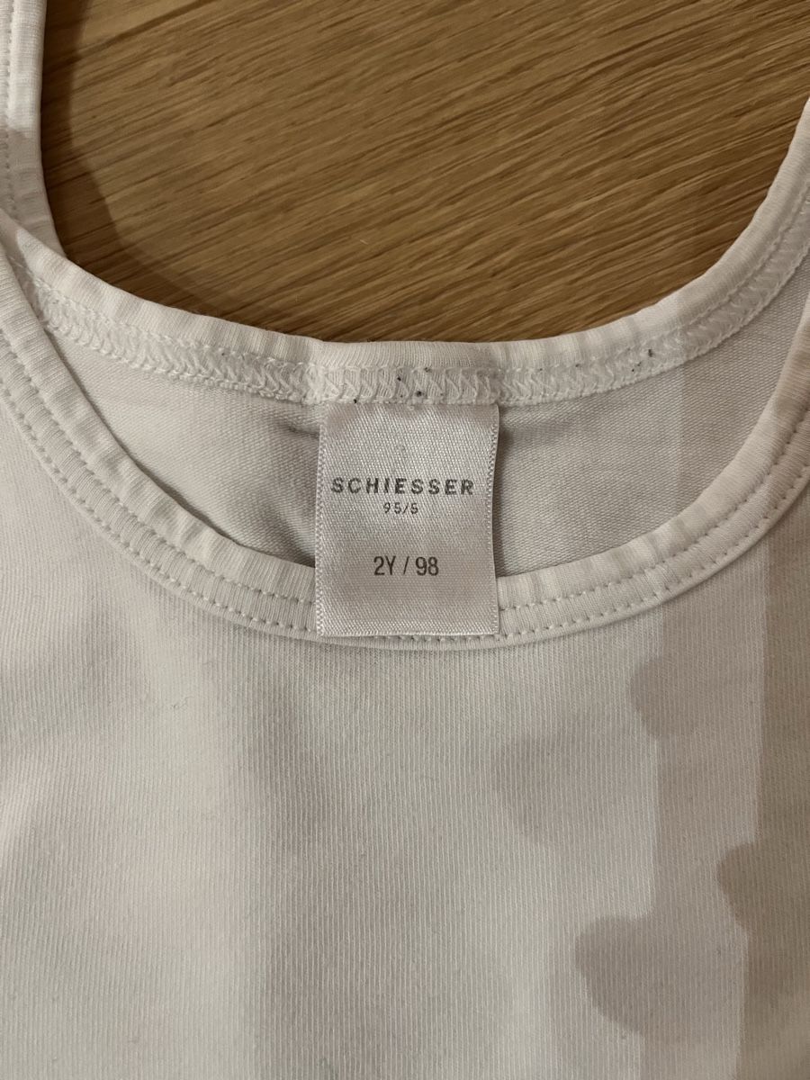 Biancheria intima: Schiesser White Undershirts, 2 Pack, Size 2Y/98, Cotton – Usato da Planken venduto da R4gskL7 1