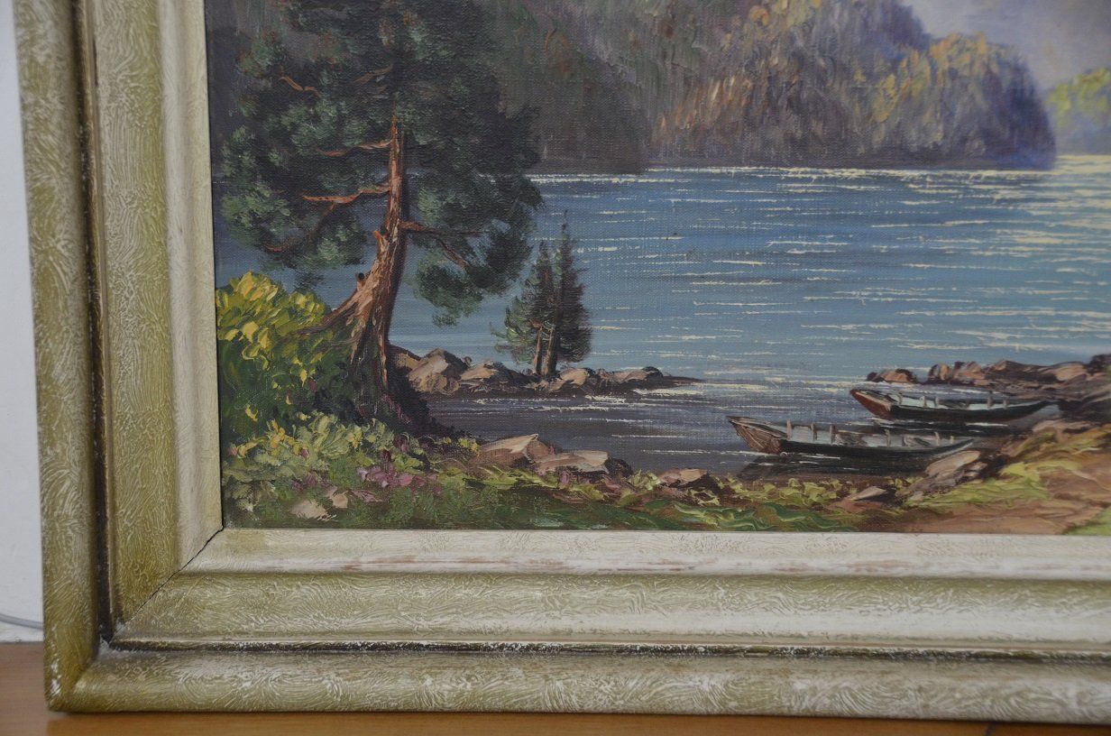 Gemälde: Bild / Gemälde, M. Erni, Berge, See, Wald – Gebraucht aus Zürich von kisten-karl 3