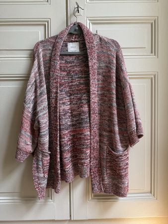 Damen Strickjacke Zara Knit Grösse M Melange Rot/Weiss