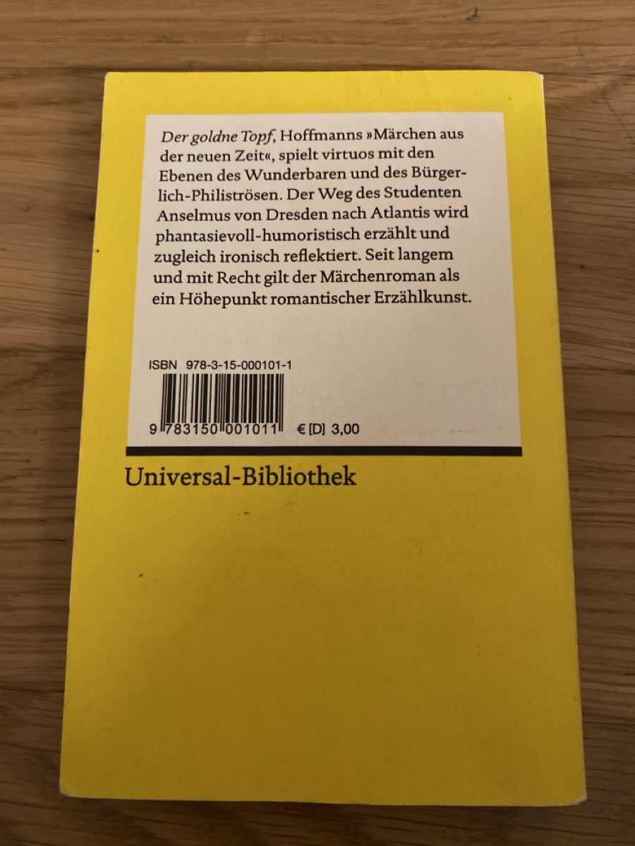 Libri: E.T.A. Hoffmann: Der goldne Topf, Reclam – Usato da Schmerikon venduto da tam_k9vb 1