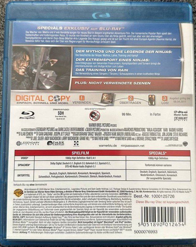 Tutti i DVDs: Ninja Assassin Top Zustand – Usato da Beringen venduto da Mantafisch1 1