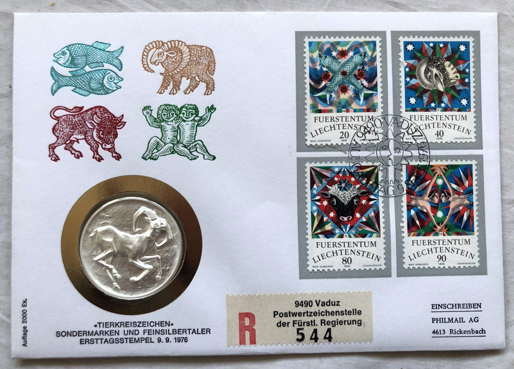 Tutti le monete: Numisbrief - "Tierkreiszeichen" - Sondermarken + Silbertaler – Usato da Schaffhausen venduto da durruti