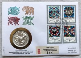 Numisbrief - "Tierkreiszeichen" - Sondermarken + Silbertaler