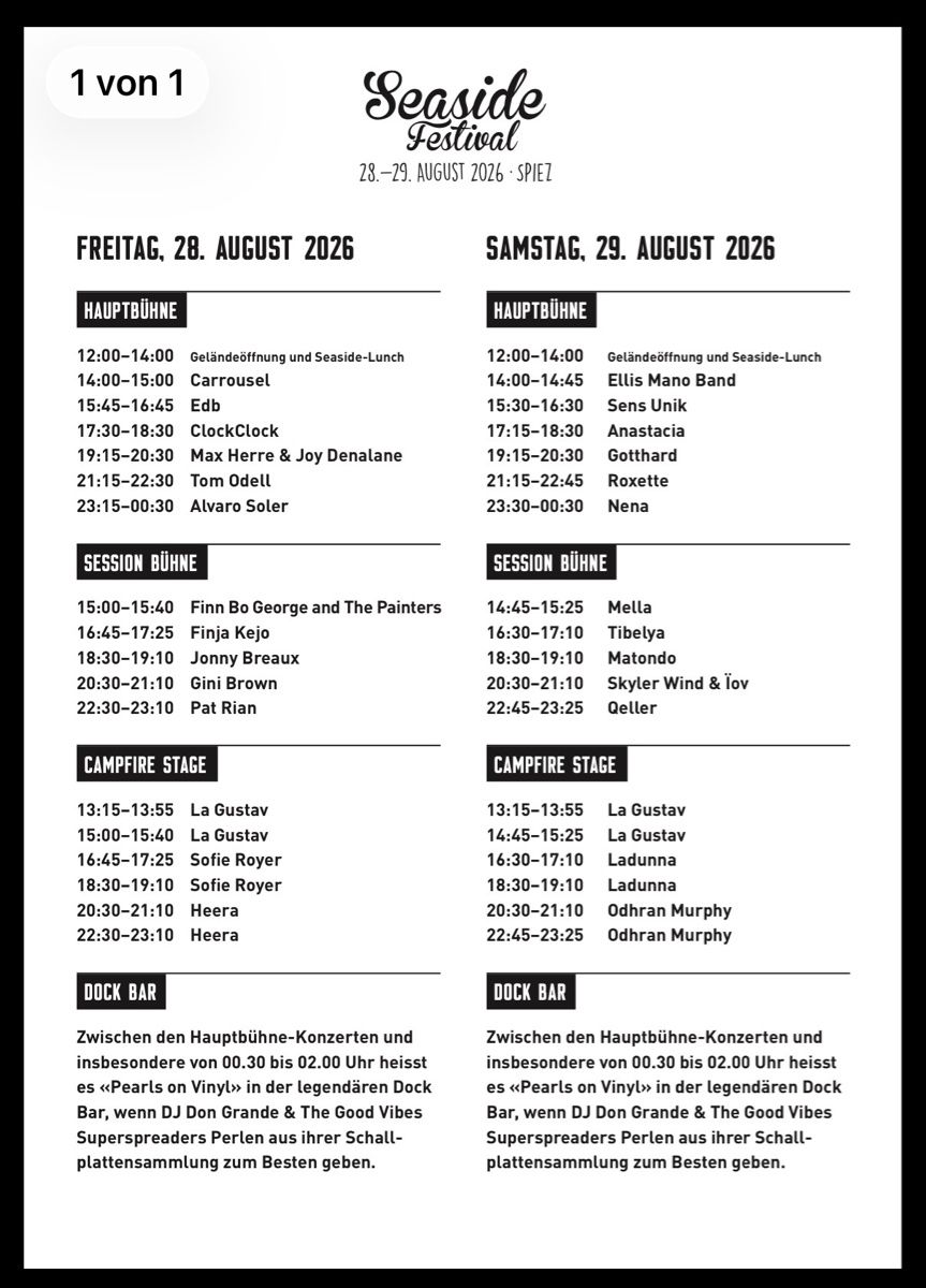 Tickets: Seaside Festival – Neu und originalverpackt aus Hilterfingen von kiwi1982 1