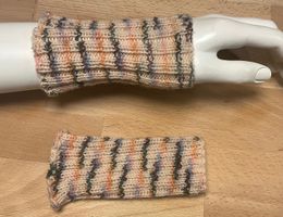 Pulswärmer 👐 Beige/Bunt - handgestrickt - Schurwolle - NEU
