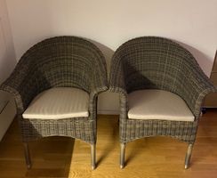 Rattanstühle SAN REMO II mit beigen Sitzkissen