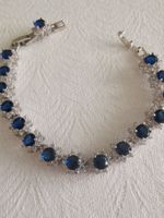 SCH. SILBER ARMBAND M. BLAUEN STEINEN 925