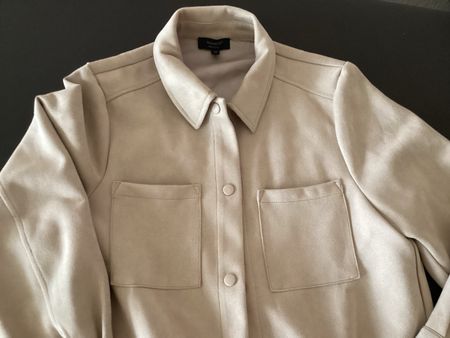 Schöne Oversized-Bluse / Hemd im Wildleder-Look, Gr. M
