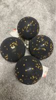 4x Weihnachtskugeln Schwarz mit goldenen Sternen - NEU