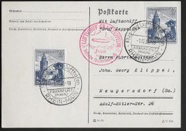 1936 PK ZEPPELIN Fahrt SUDETENLAND Frankatur sauber ab 1.-