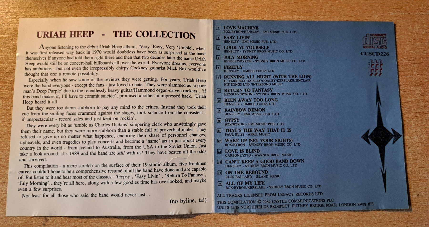 CD: CD musique rock URIA EEP - The Collection - 1989 – Usato da Cernier venduto da Poussetofiol 2
