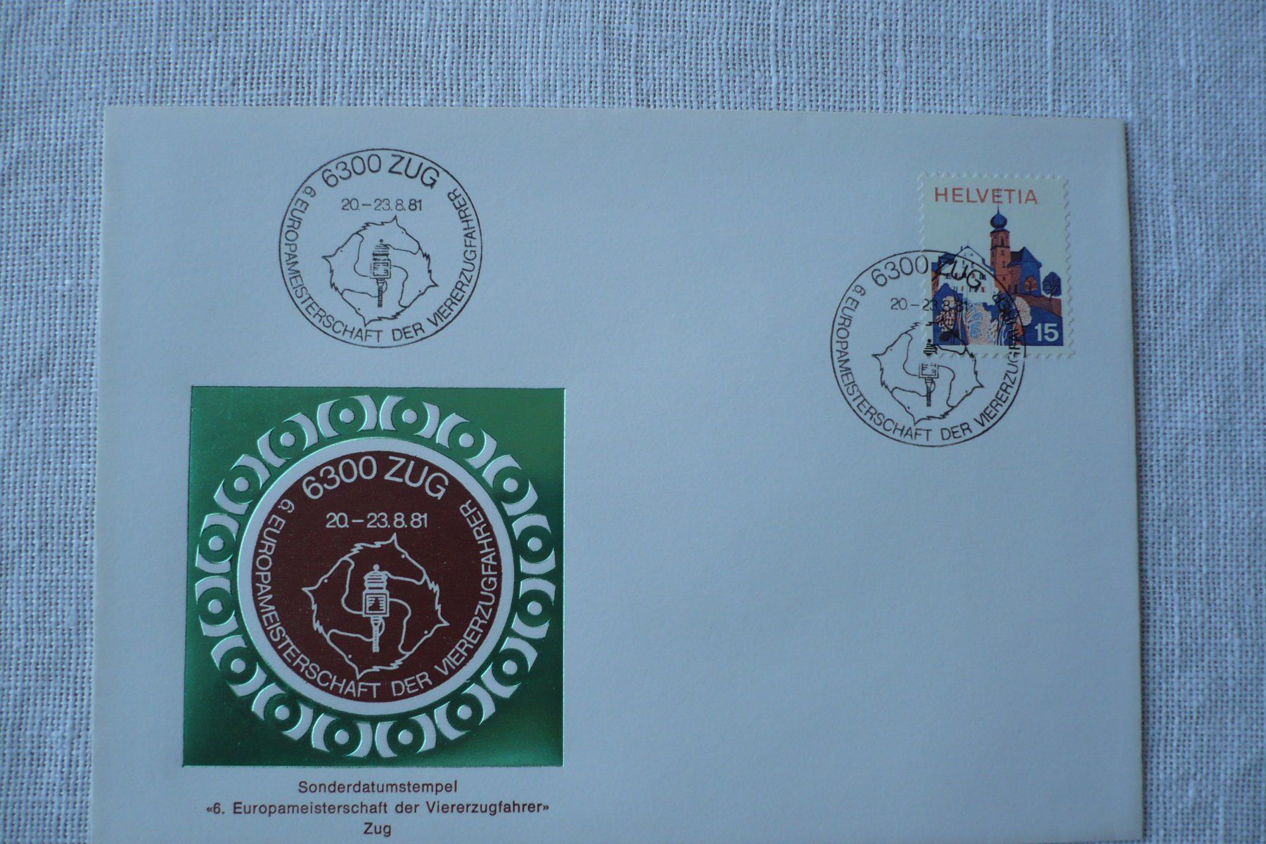 Alle Briefmarken: 1981 6. EM Viererzugfahren, Zug – Gebraucht aus Zürich von saltandpepper008