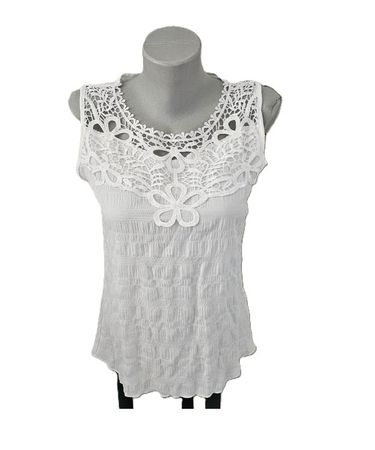 NEU! ärmelloses Top / Shirt Spitze Weiss Gr. S Boho Hippie