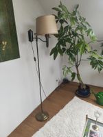 Stehlampe Messing antik mit Textilschirm gebrauchter Zustand