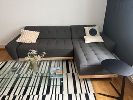 Aufziehsofa mit Récamiere in Grau (Einfacher Transport)