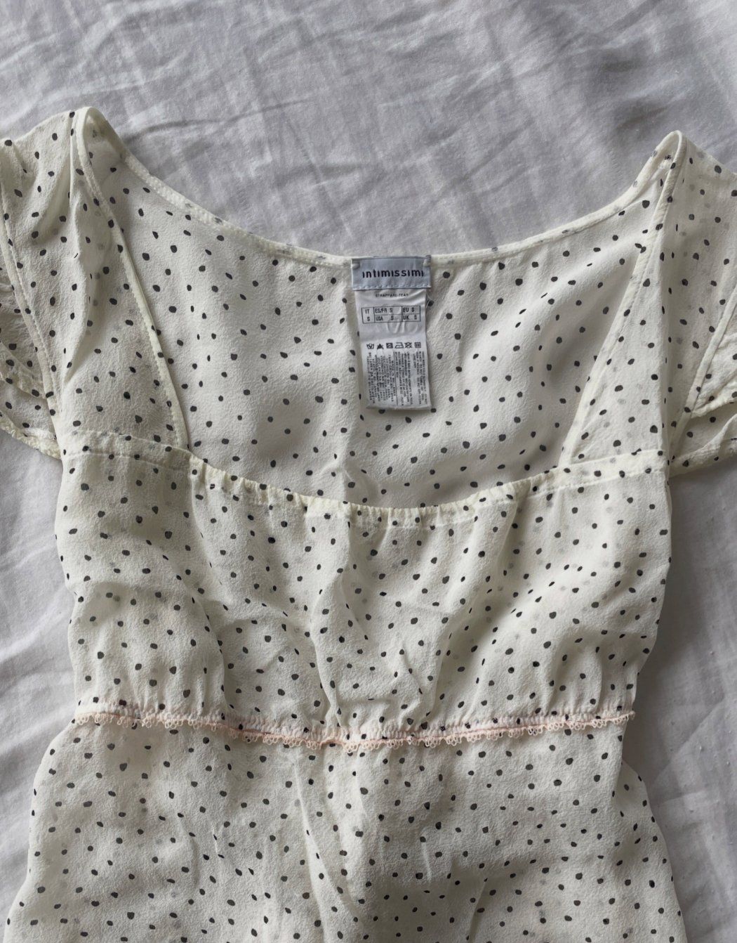 Intimissimi Tops: White Polka Dot Babydoll Blouse Top – Gebraucht aus Genève von toandfrom 2