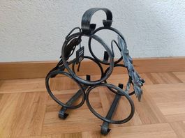 Weinständer aus Schmiedeeisen, handgefertigt für 3 Flaschen