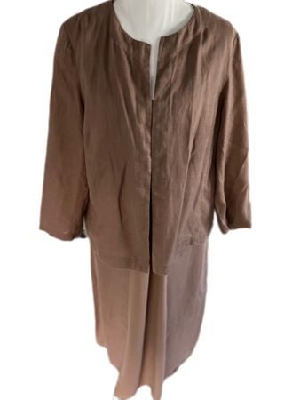 Leinenkleid mit Jacke Gr. 40/42 Braun, Top Zustand!