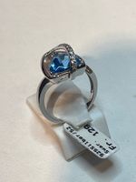 Ring 925 Silber mit blauem Stein Grösse 52