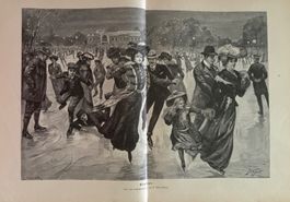 Holzstich 1904 (32x44 cm) - Eisfest, Eislaufen, Wintersport