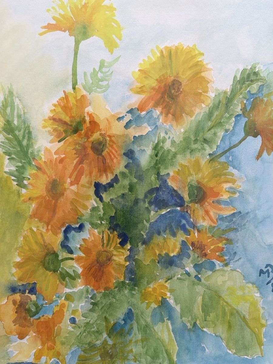 Gemälde: Aquarell mit Blumen, M.B. – Gebraucht aus Biberist von Momo33 1