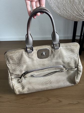 Sac Longchamp Gatsby - cuir serpent & intérieur léopard