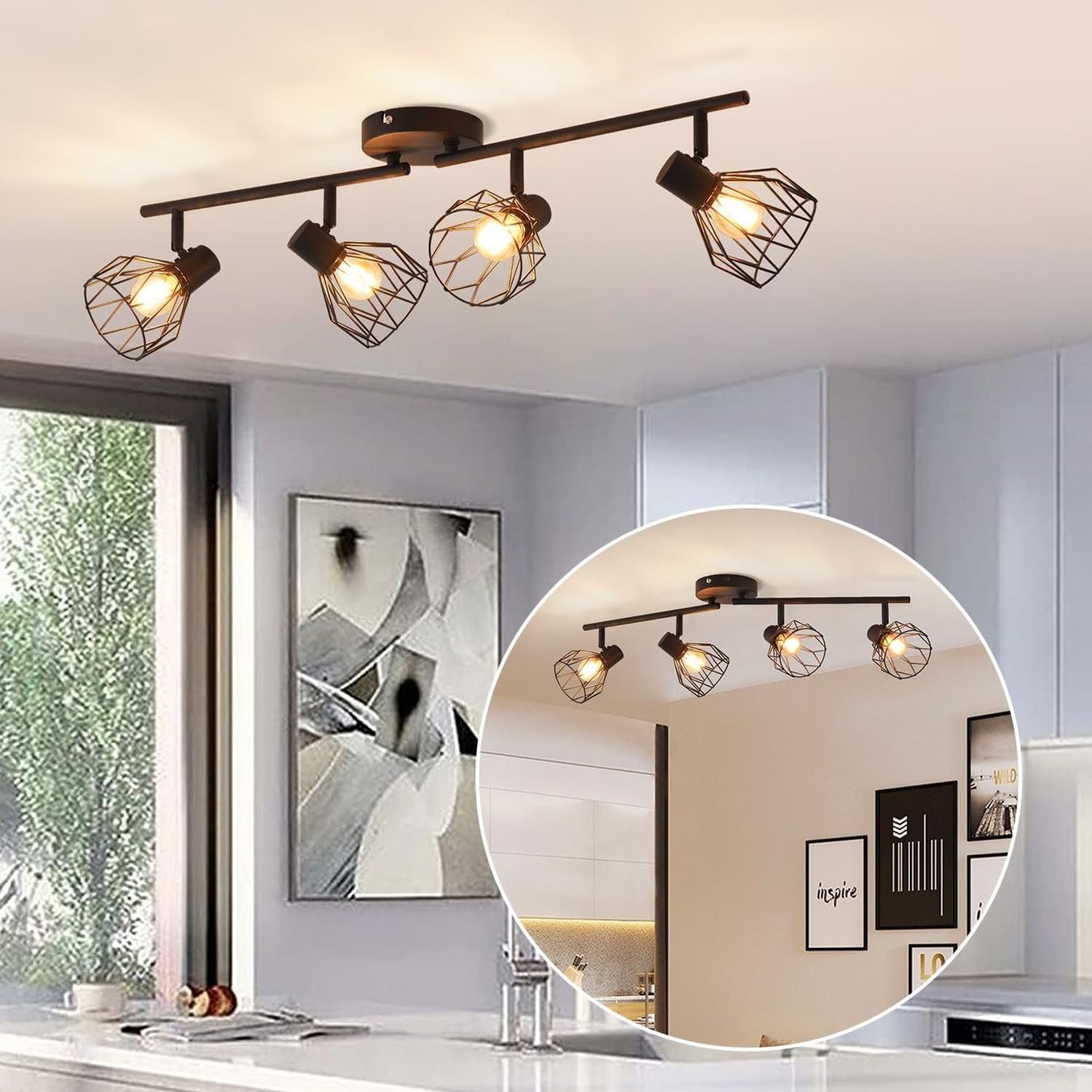 Lampadari & plafoniere: Deckenstrahler 4-flammig E14 Schwenkbar Schwarz – Nuovo e nell'imballaggio originale da Schaffhausen venduto da tra_6j5m 6