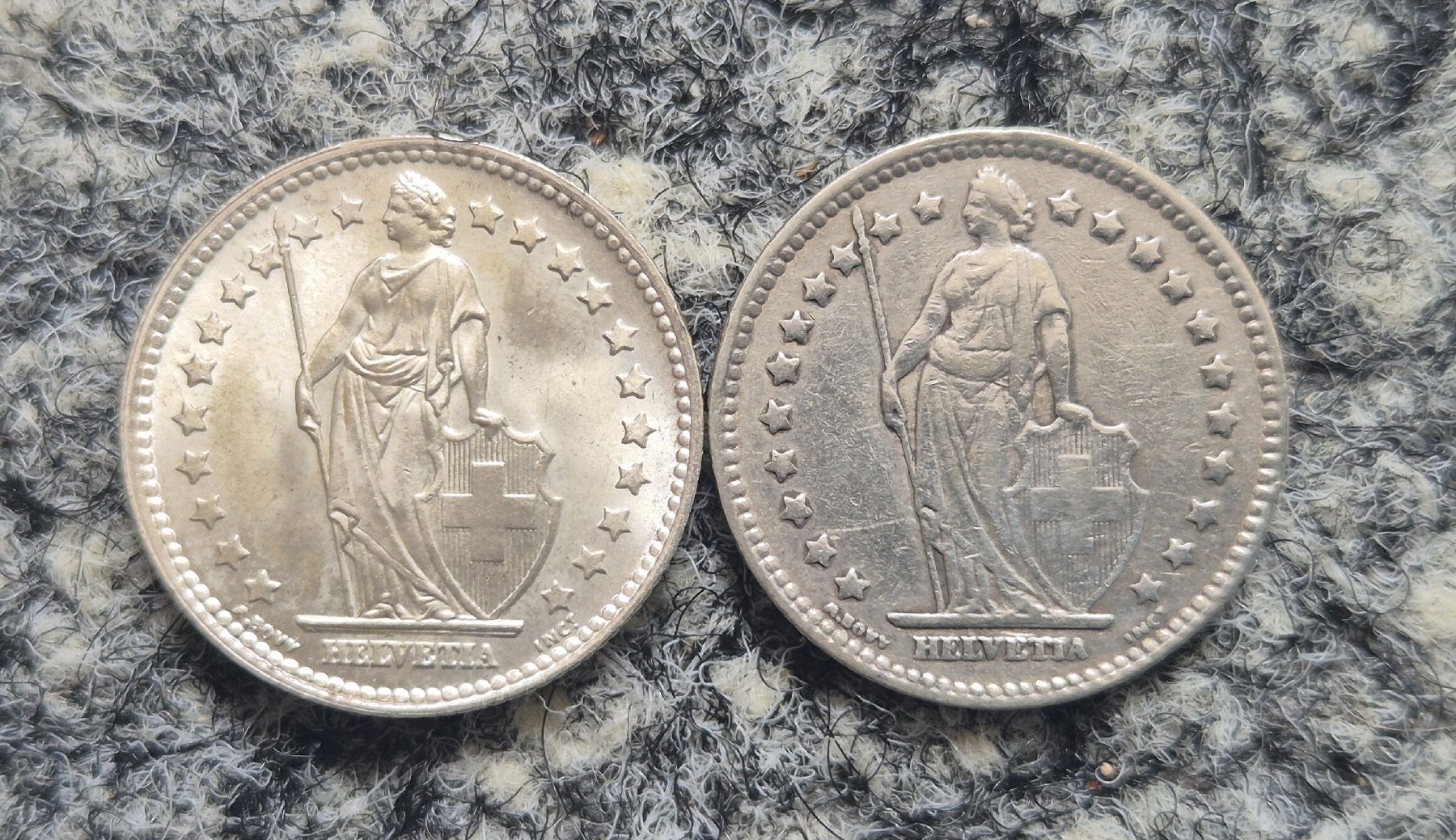 Tutti le monete: Top Duo Silber 2x 1 Franken 1947/1920 – Usato da Grenchen venduto da Grenchen_Coins 1