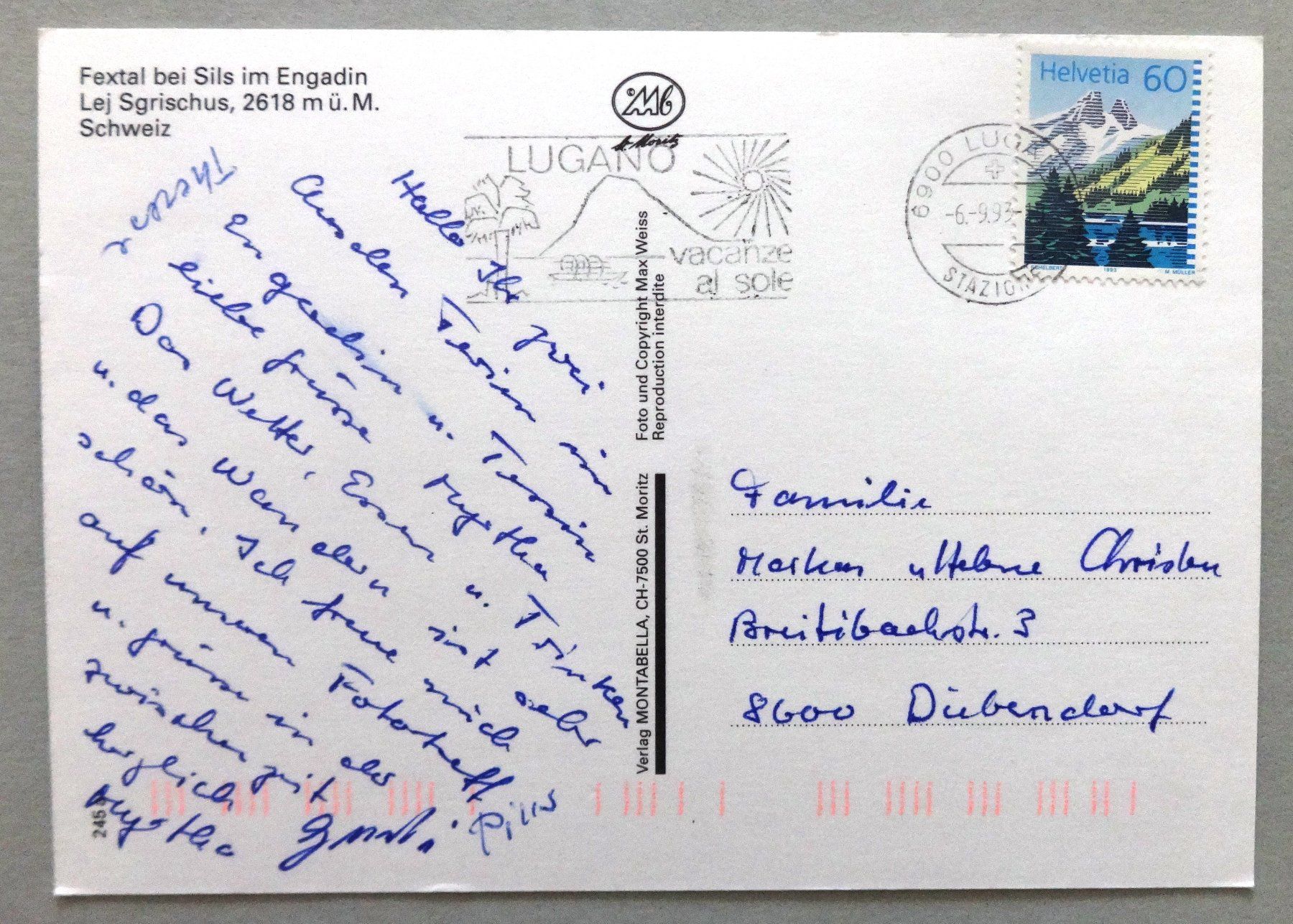 Cartoline postali: Fextal bei Sils, Lej Sgrischus 2618 m ü.M. – Usato da Fétigny venduto da Billy2miny 1
