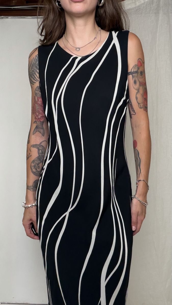 Robes: Wallis Dress Black White Print – D'occasion à Knonau par Grapesvintage 3