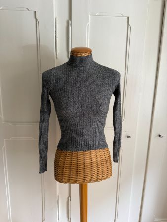 BERSHKA - Feinstrick Pullover schwarz-weiss meliert XS