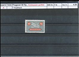 1935 Flugpost - 50 Rp.,Kreidepapier geriffelt, ** postfrisch