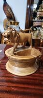 Löwen Aschenbecher, geschnitzt aus Holz