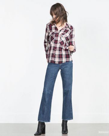 Zara Bluse Karohemd rot/schwarz/weiss (S)