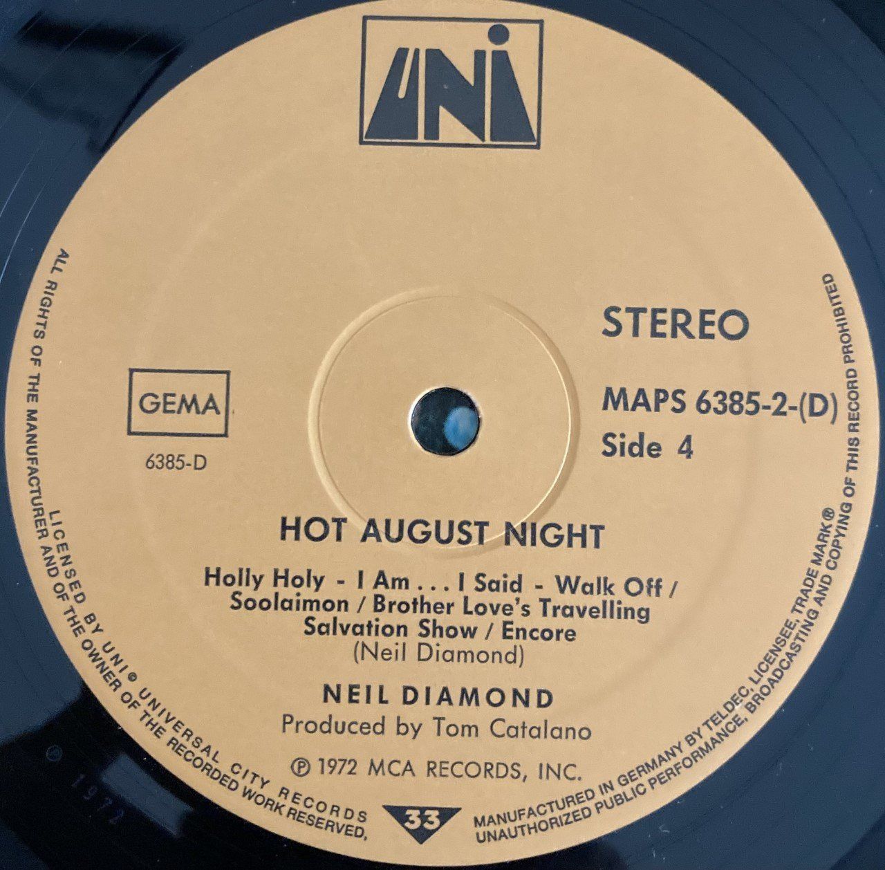 Schallplatten: Neil Diamond - Hot August Night Doppel-LP °1972° – Gebraucht aus Wettingen von  6
