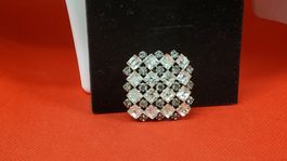 Elegante Vintage Brosche mit Strass-Steinen, Silber-Look