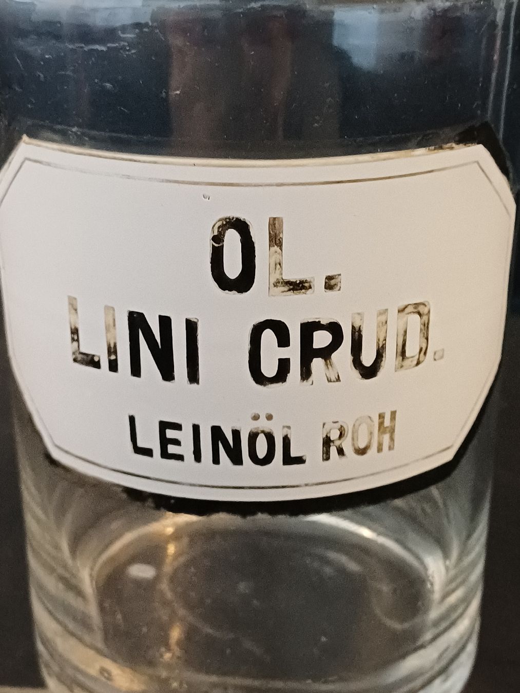 Accessori da laboratorio: Alte Apothekerflasche, Leinöl roh – Usato da Niederuzwil venduto da wolkenlos80 6